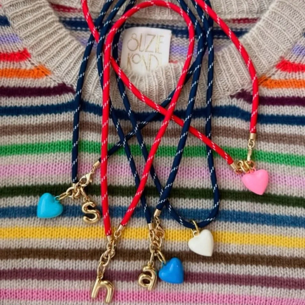 ROXANNE ASSOULIN Happy Cord Charm Necklace Blue Jean & Mini Twinkle & Cabochon - Picture 7 of 9